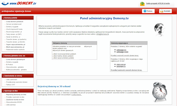 Panel administracyjny domeny