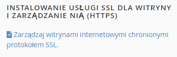 instalowanie ssl - zarzadzaj witrynami internetowymi