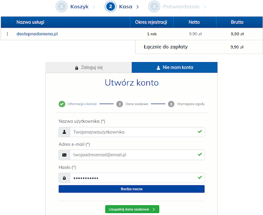 Tworzenie konta do panelu administracyjnego Domeny.tv