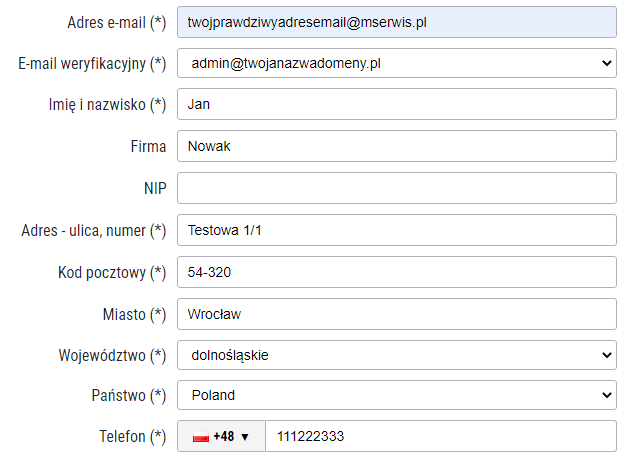 wypełnianie wniosku do zamówienia certyfikatu SSL