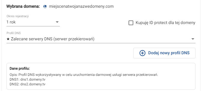 Rejestracja domeny wybór okresu i DNS