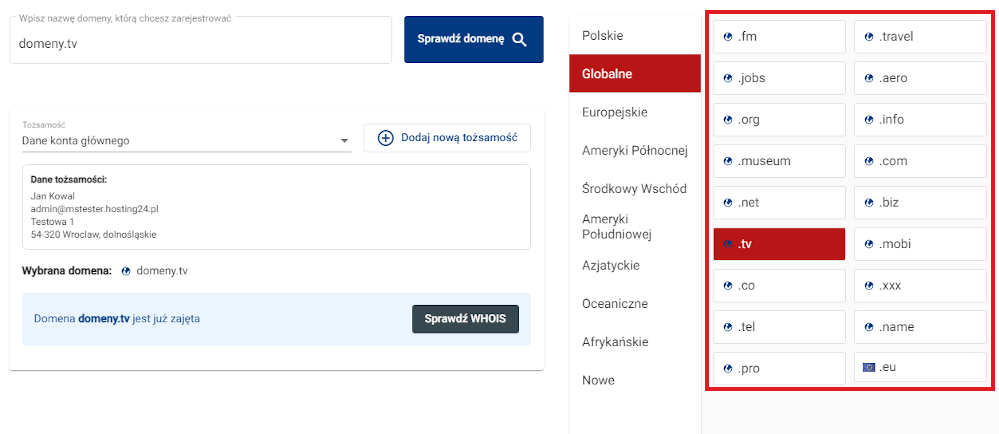Rejestracja domeny wybór innego rozszerzenia