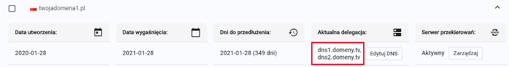 Serwer przekierowań - delegacja na DNS domeny