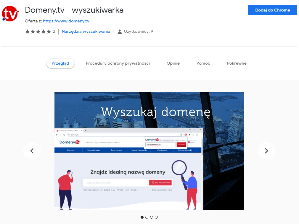 Wyszukiwanie domen w przeglądarce Chrome