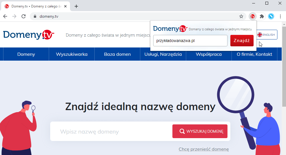 Wyszukiwanie domen w przeglądarce Chrome