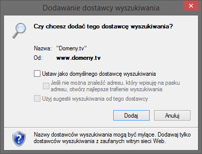 Wyszukiwanie domen w przeglądarce Internet Explorer