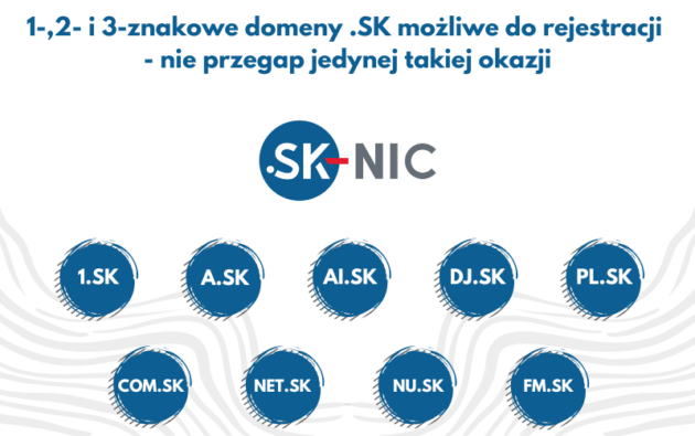 1-,2- i 3-znakowe domeny .SK możliwe do rejestracji - nie przegap jedynej takiej okazji