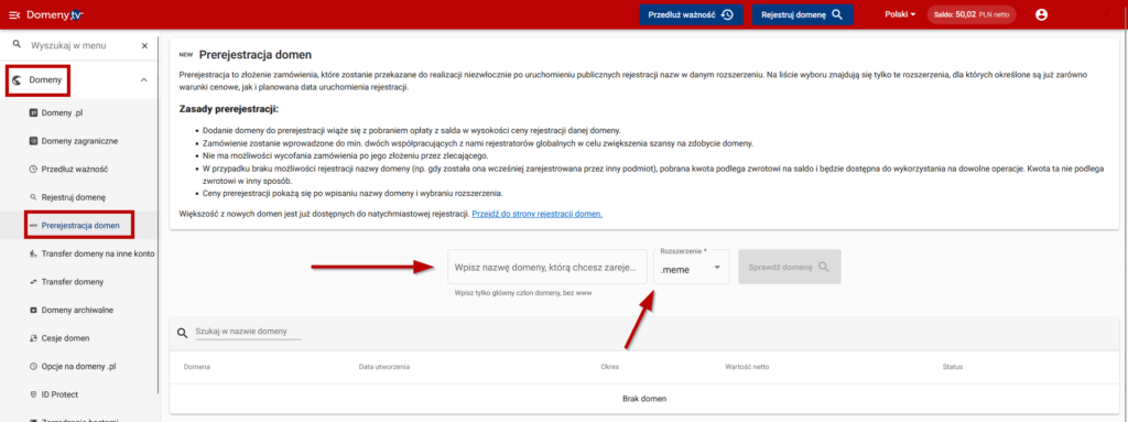 Prerejestracja domen