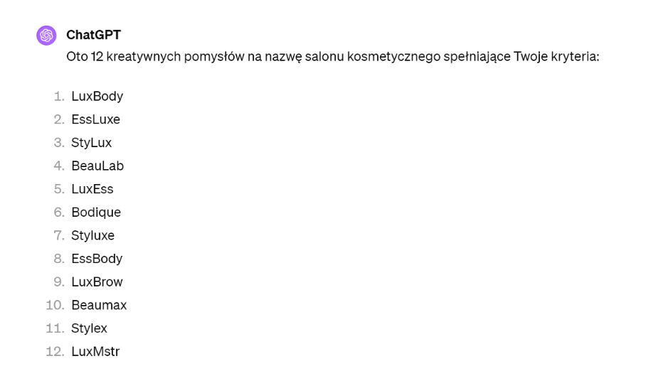 Rys 8 ChatGPT 4 — wersja płatna odpowiada na dokładne pytanie o nazwę