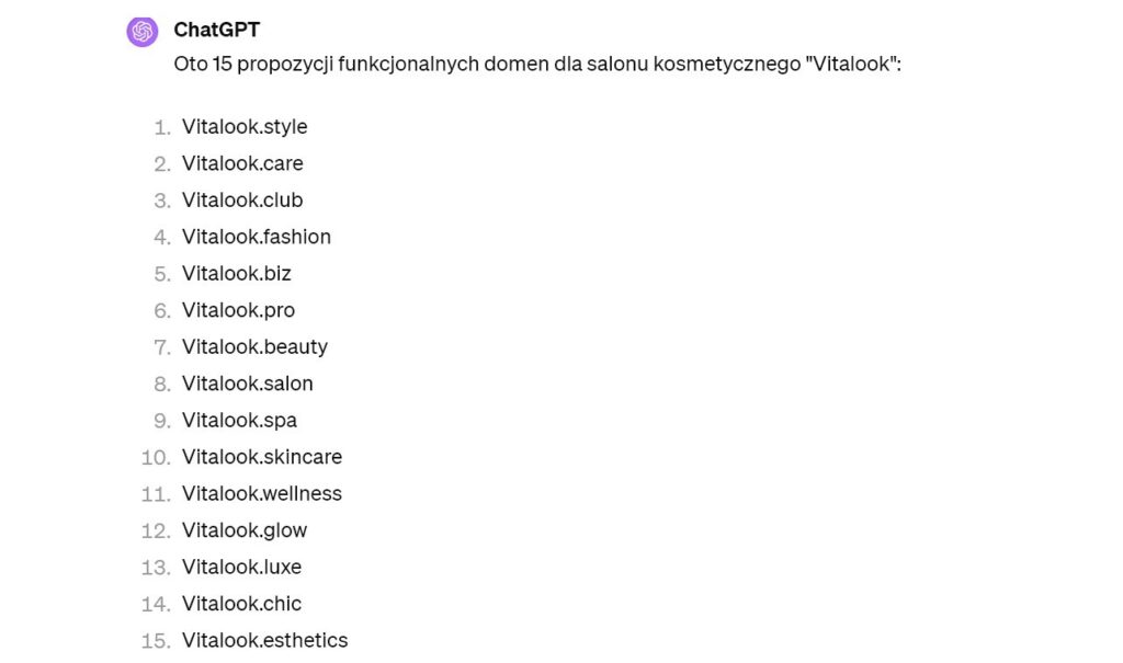 Rys14 Propozycja wersji ChatGPT 4 wybrania domeny funkcjonalnej