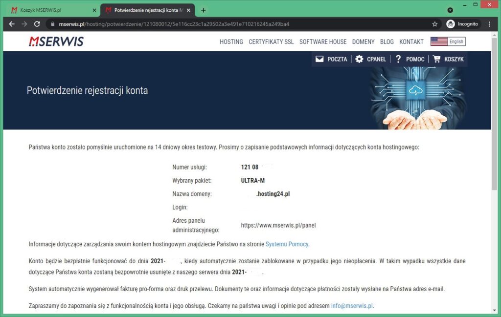 Rys5 Rejestracja Konta Hosting