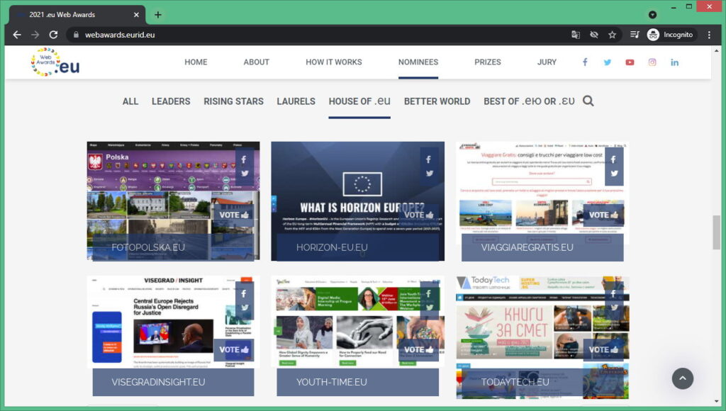 Rysunek 3 Internetowe głosowanie w konkursie eu eu Web Awards