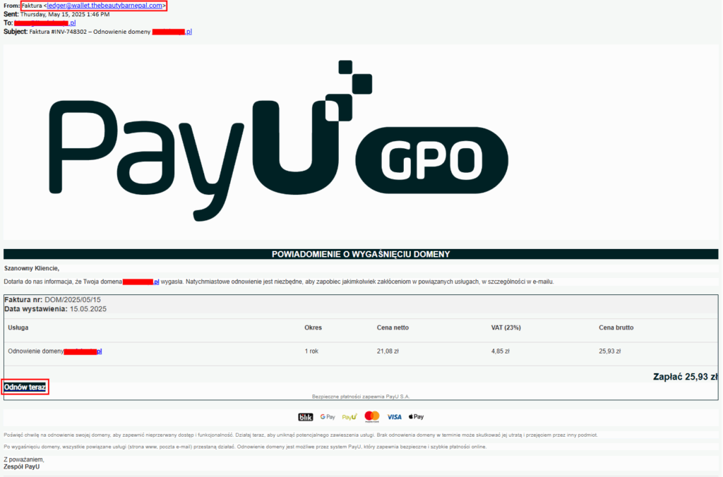 Kolejny przykład innej wersji fałszywej wiadomości.