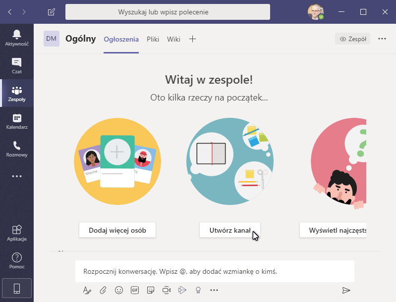 Tworzenie nowego kanału komunikacji dla wybranych członków Zespołu