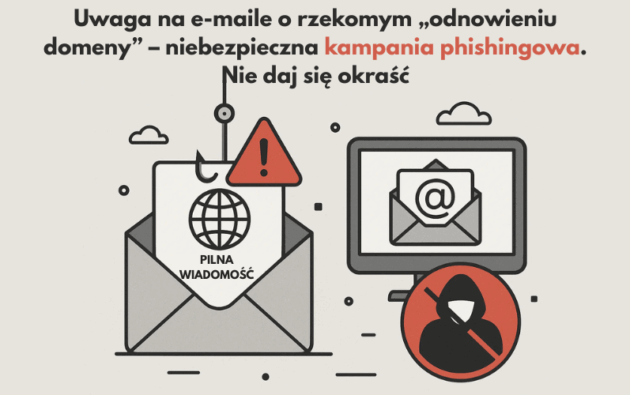 Uwaga na e-maile o rzekomym &bdquo;odnowieniu domeny&rdquo; &ndash; niebezpieczna kampania phishingowa. Nie daj się okraść