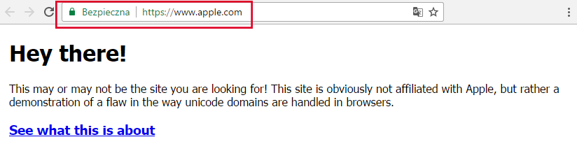 Apple.com - atak homograficzny