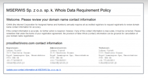 Dane abonenta domeny