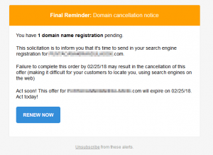 Fałszywy e-mail o wygasaniu domeny