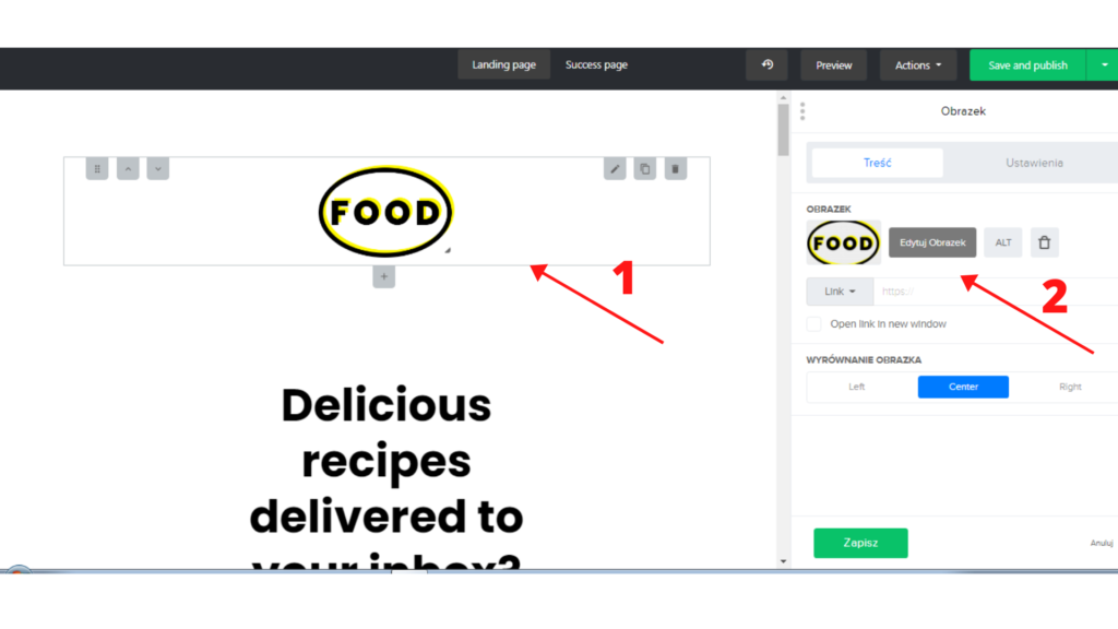Rysunek 8 Dostosowanie szablonu LP do swoich potrzeb