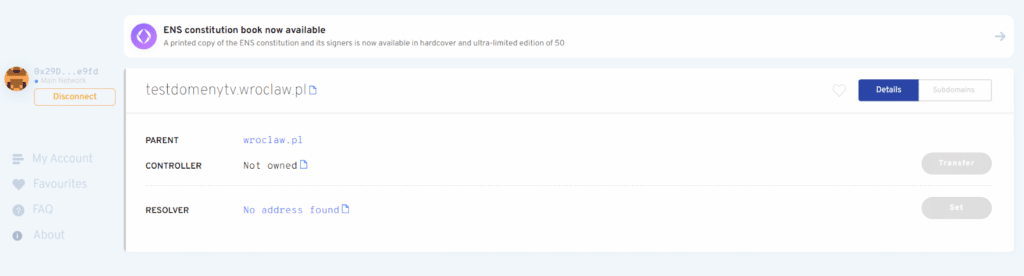 ens blad dodawania domeny