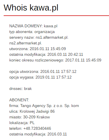kawa pl whois