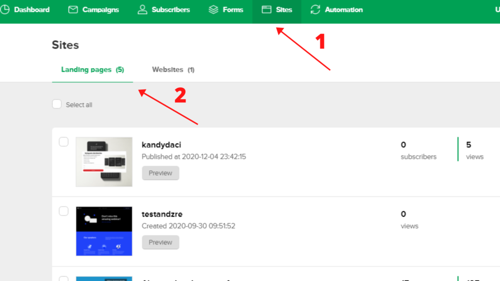 Rysunek 3 Lista stron LP