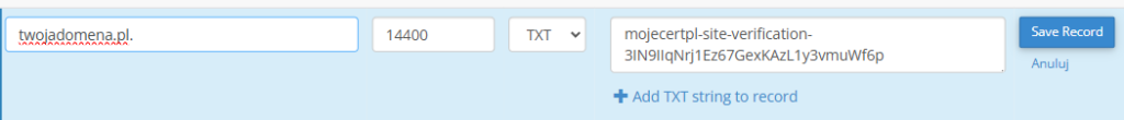 moje.cert.pl cpanel weryfikacja domeny