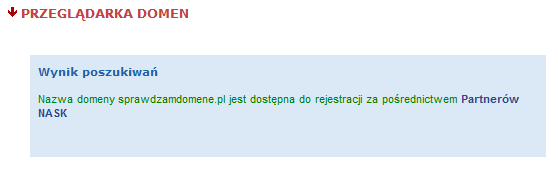 Wyszukiwarka domen NASK