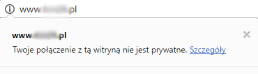Certyfikat SSL - połączenie nie jest prywatne