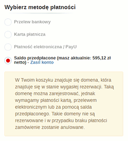 Wygasła rezerwacja płatność